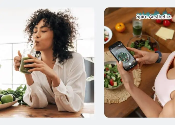 Image of woman looking into her diet and fat freezing New Scarborough to improve her health